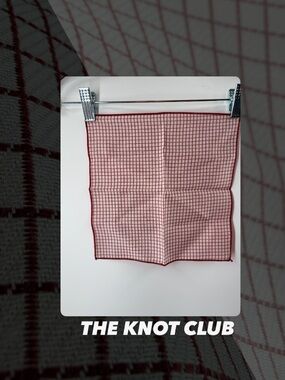EUC The Knot Club Two Tone Check Pocket Square
